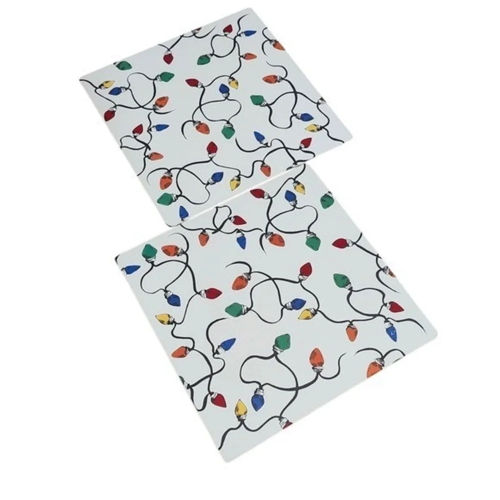 Pottery Barn Cork Holiday‎ Christmas Lights Placemats Set of 2